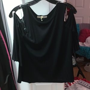 rue21 Cold Shoulder Cute Black Top (M) + CHOKER!